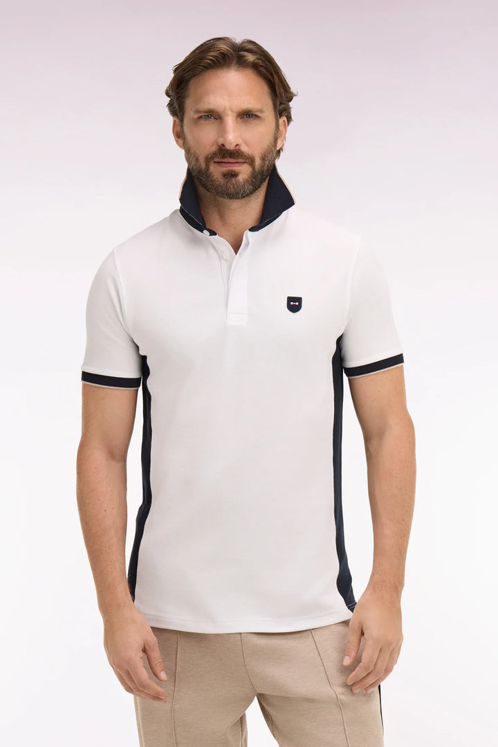 Eden Park White & Navy Slim Fit Polo Shirt