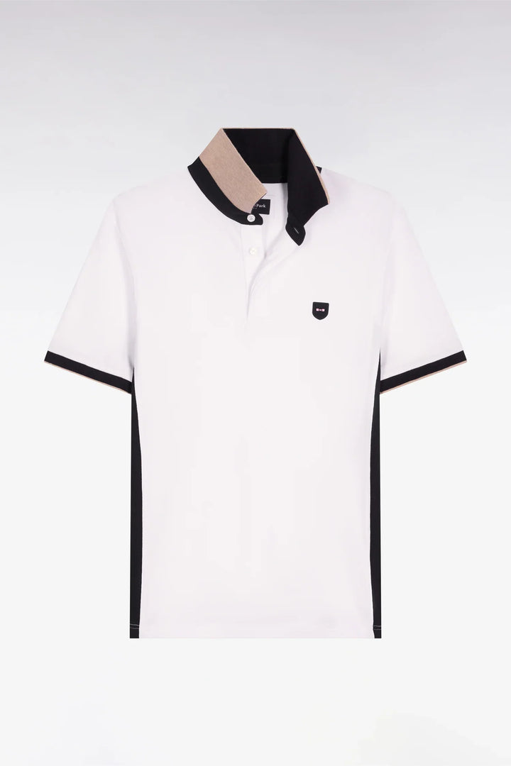 Eden Park White & Navy Slim Fit Polo Shirt
