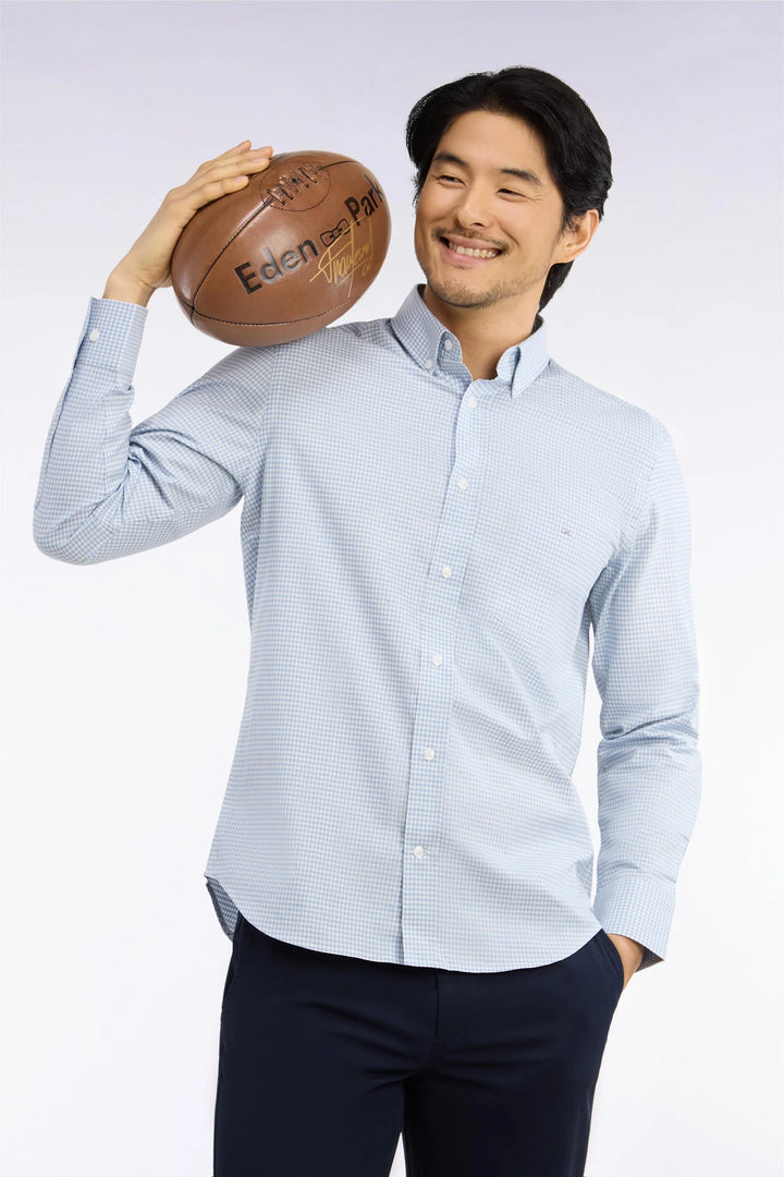 Eden Park Straight Cut Gingham Check Shirt, Blue