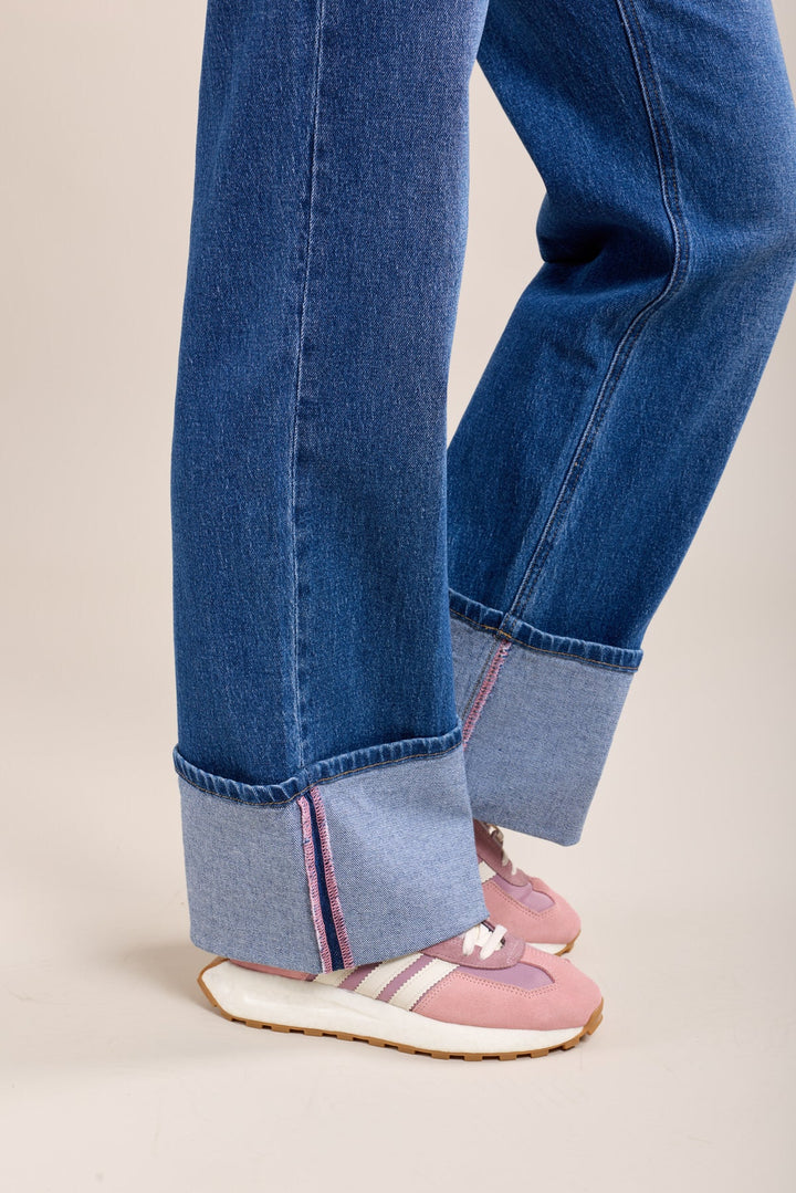 Toxik Turn-Up High Waisted Straight Leg Jeans