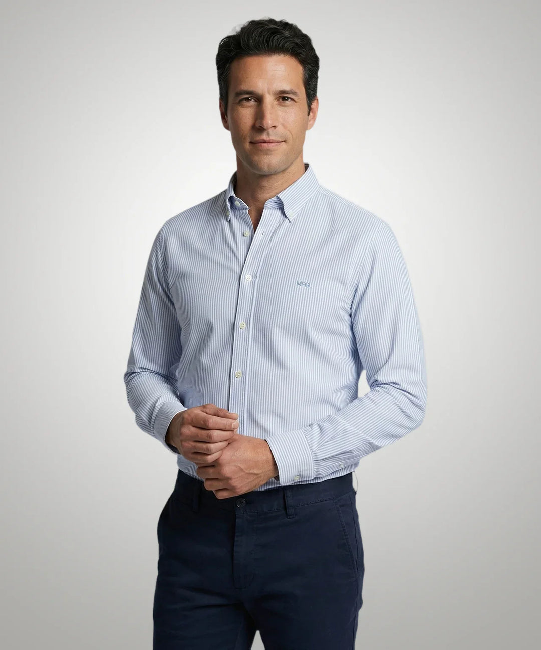McGregor Light Blue Stretch Oxford Pinstripe Shirt