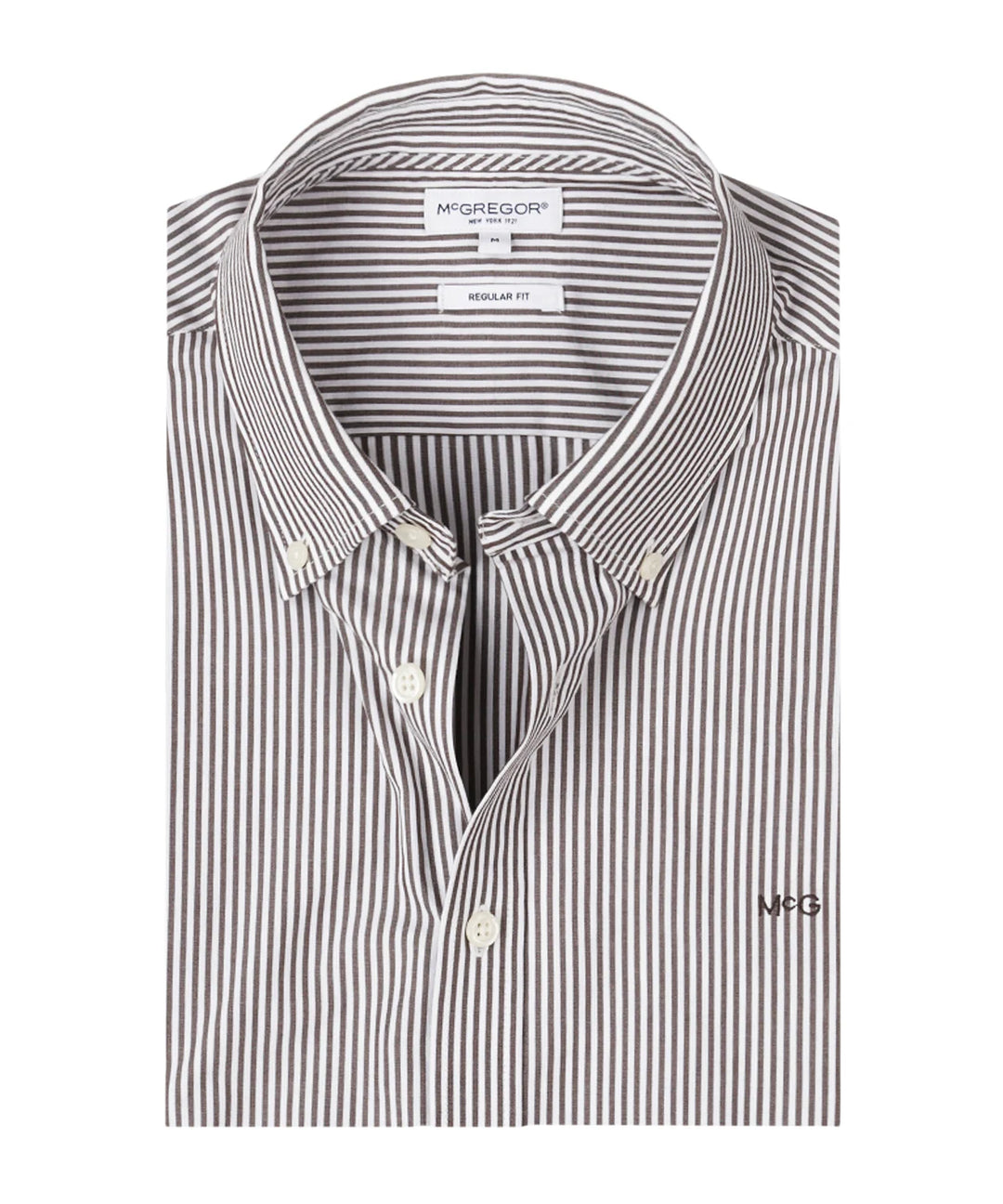 McGregor Poplin Stripe Shirt, Chocolate Brown