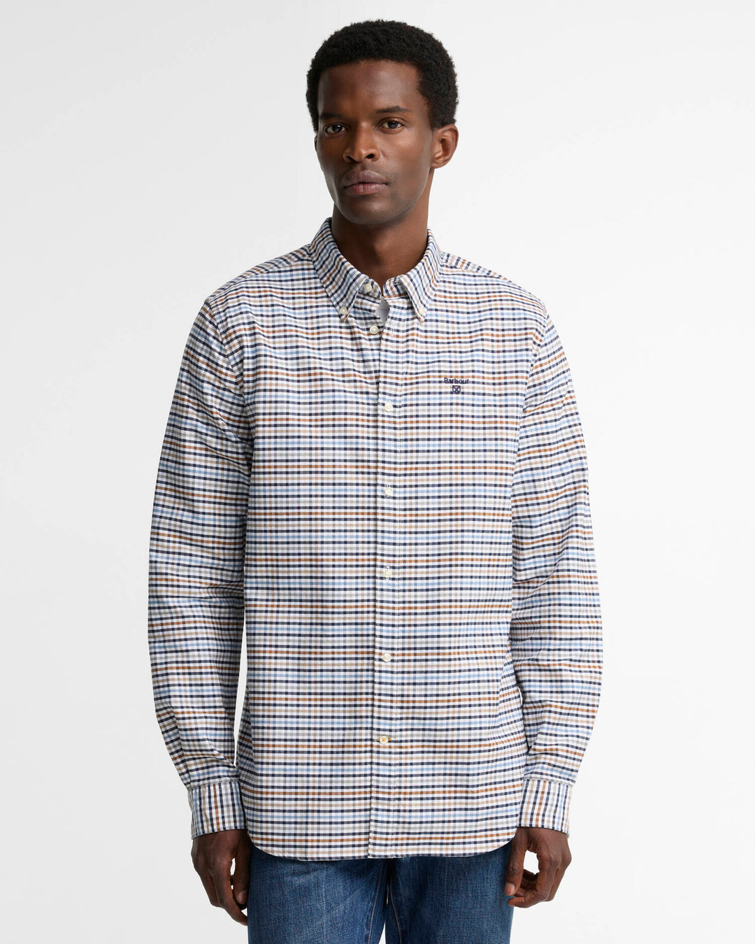 Barbour Rickwood Tailored Gingham Shirt, Stone