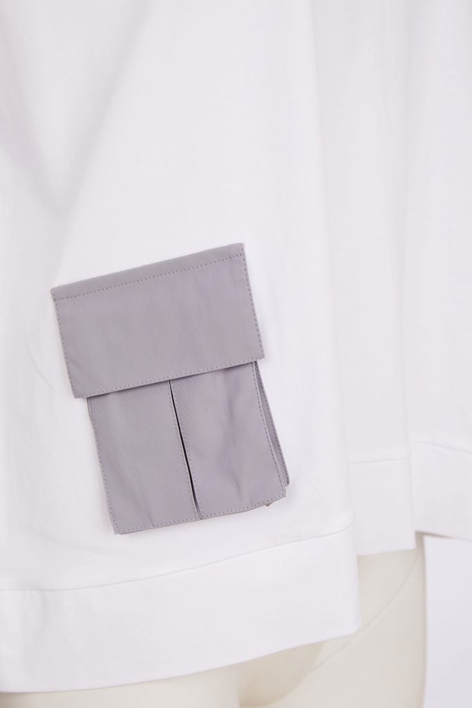 NAYA White & Dove Round Neck Top