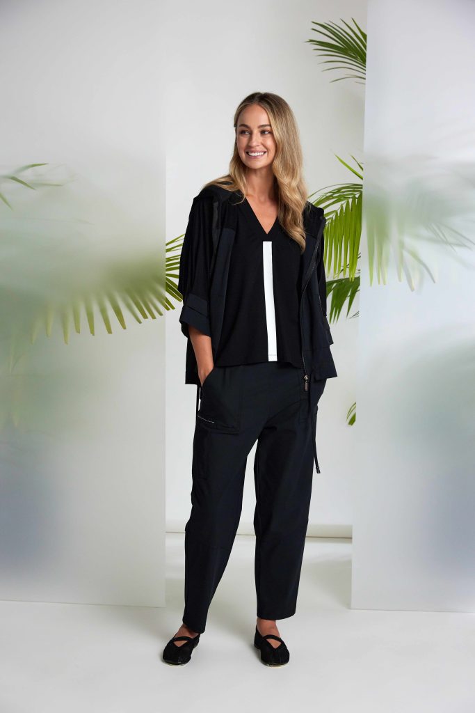 NAYA Black Pull Up Slim Leg Trousers