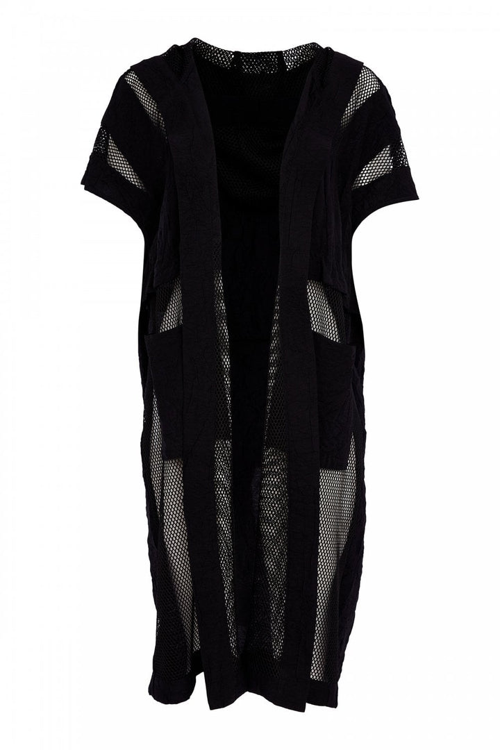 NAYA Black Long Line Hooded Mesh Jacket