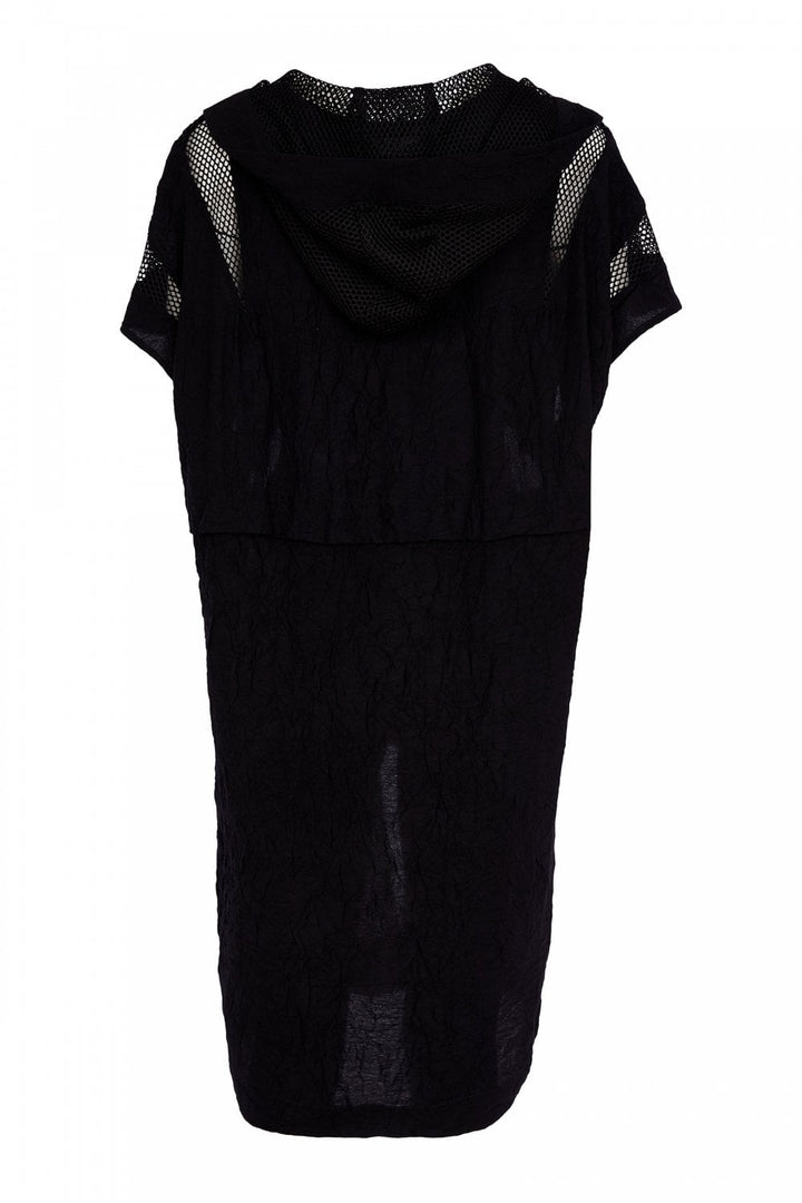 NAYA Black Long Line Hooded Mesh Jacket