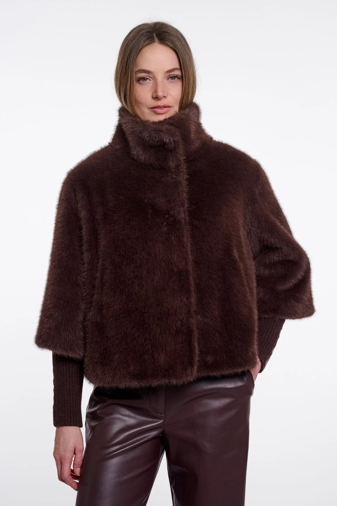 Rino & Pelle Nesrin Jacket with Rib Cuffs, Coffee Roast