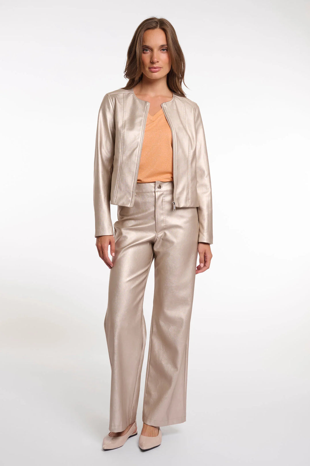 Rino & Pelle Nila Gold Cropped Zip Jacket