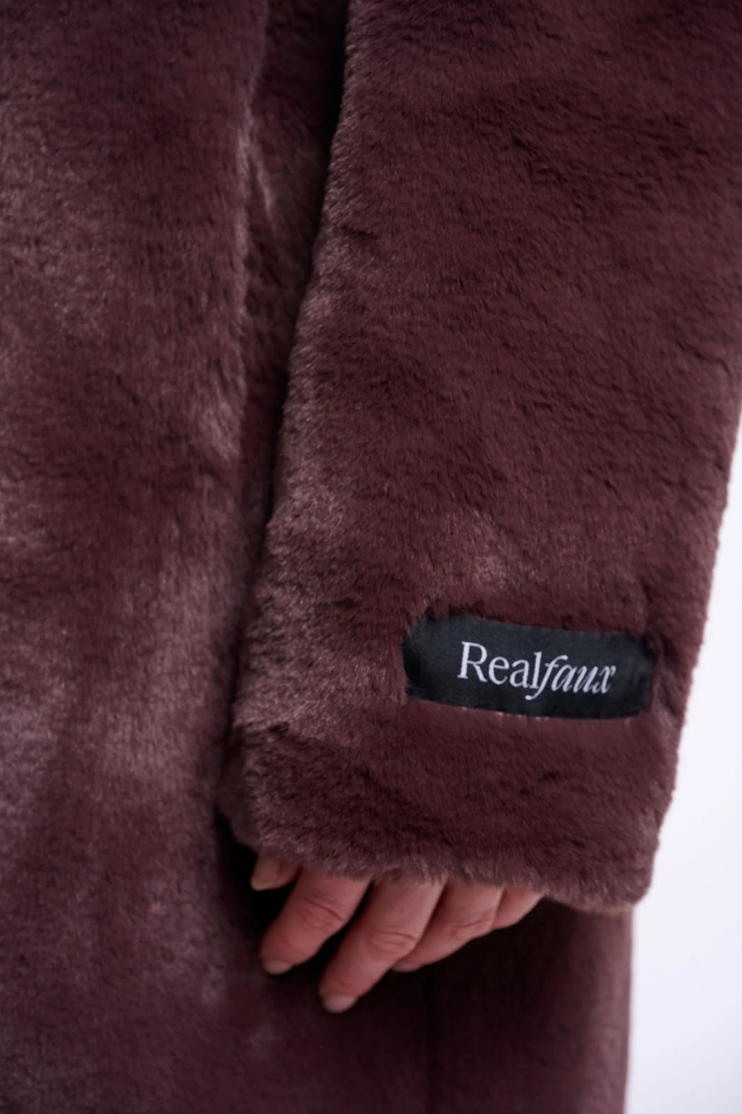 Rino & Pelle Nonna Single Breasted Faux Fur Coat, Chocolate