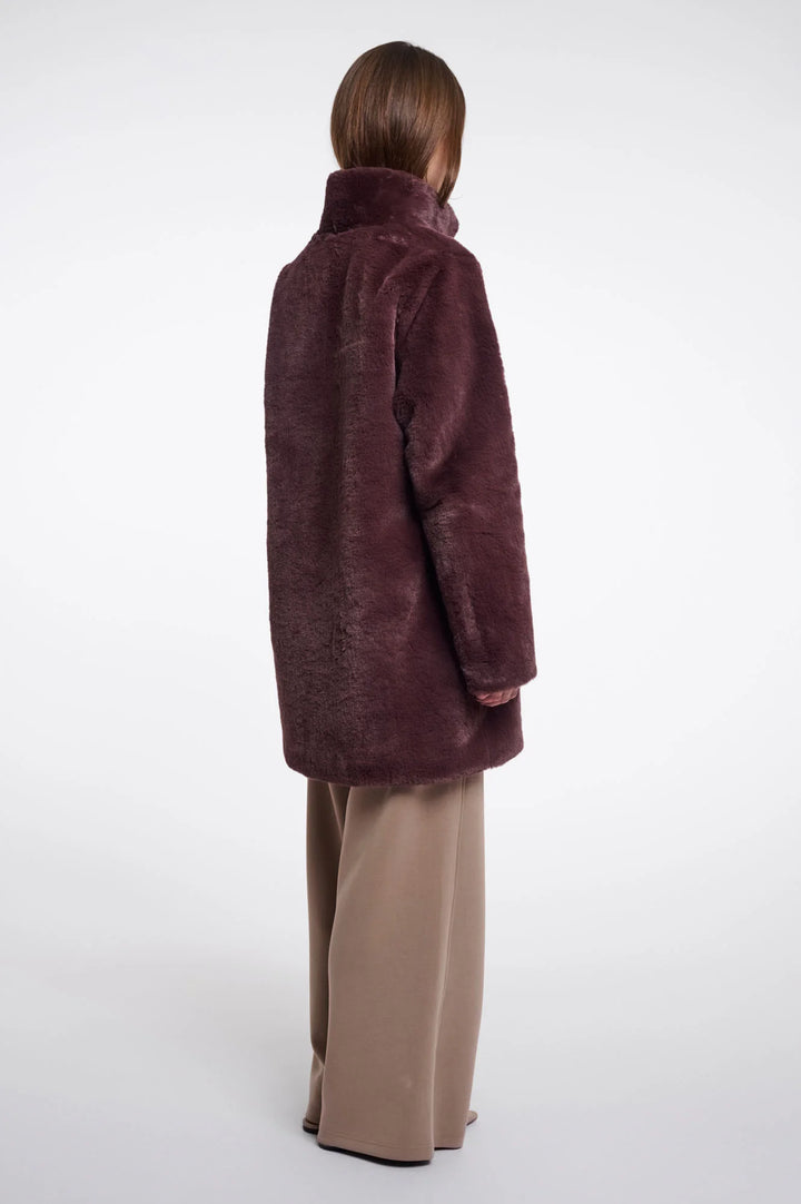 Rino & Pelle Nonna Single Breasted Faux Fur Coat, Chocolate