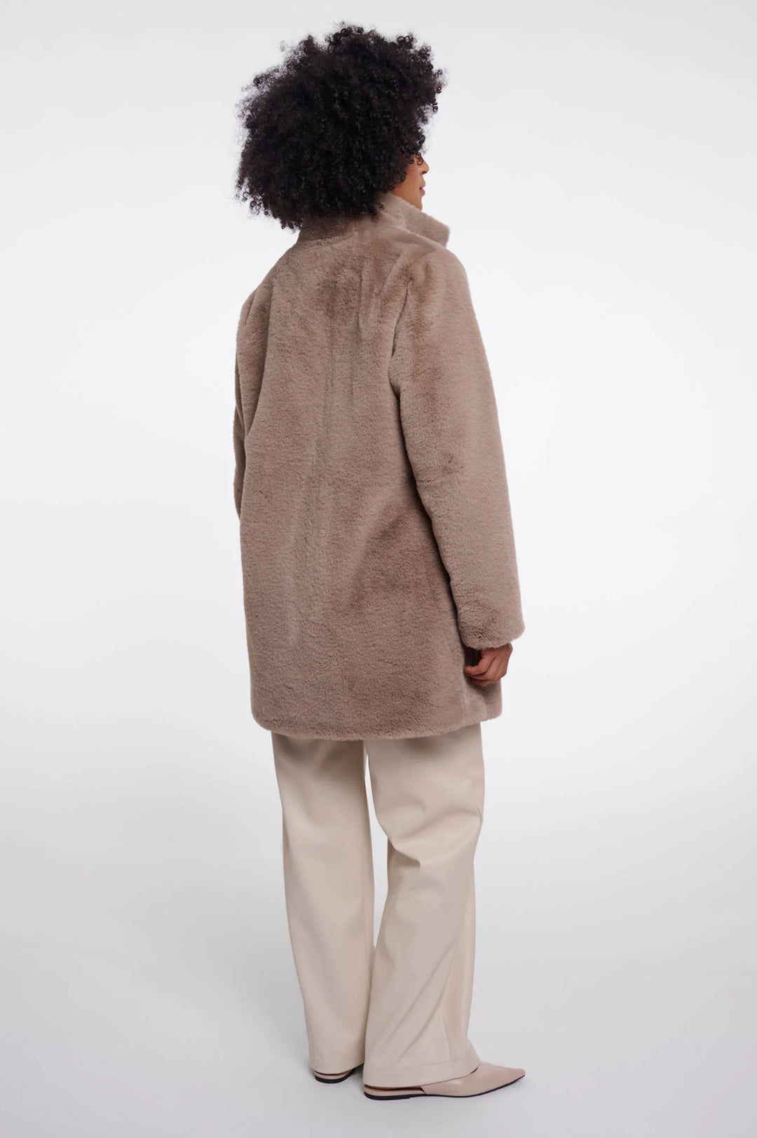 Rino & Pelle Nonna Single Breasted Faux Fur Coat, Mocha Latte