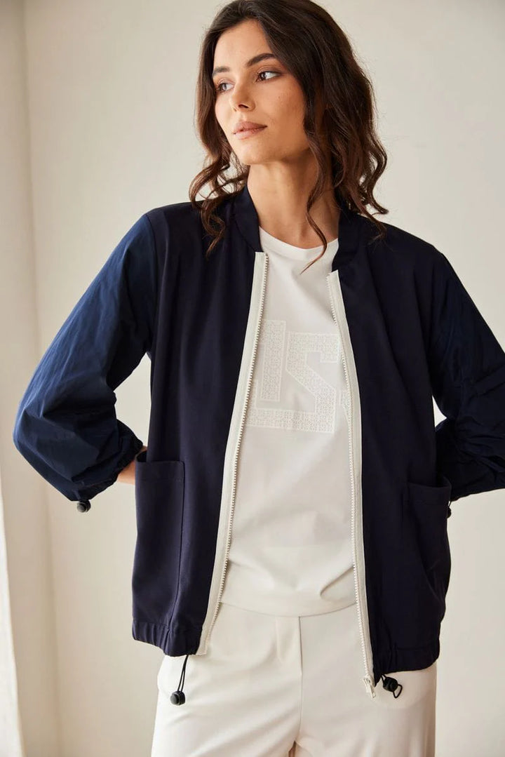 Peruzzi Navy Taffeta Sleeve Jacket