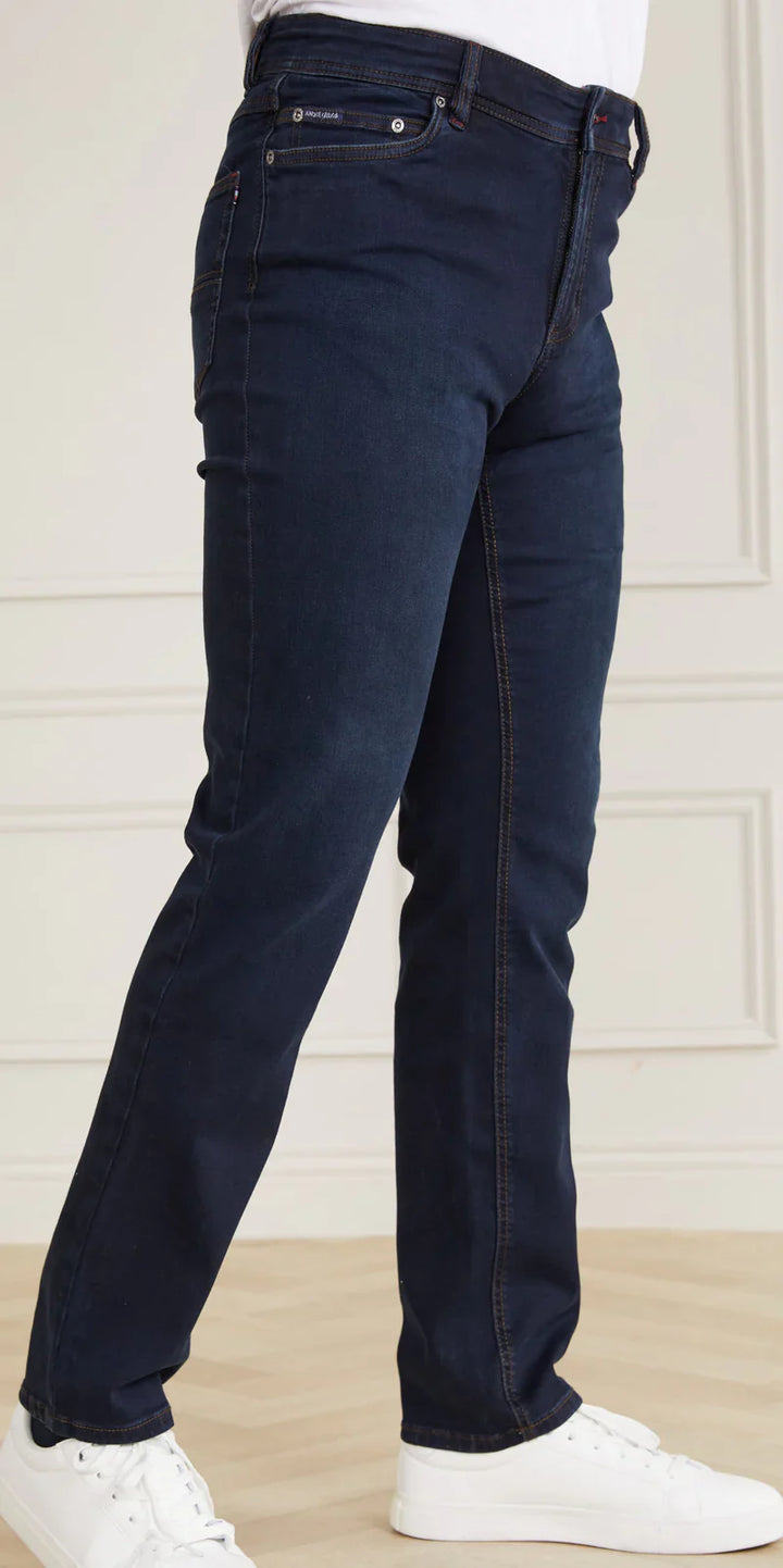 André Sanchez Blue Black Worn Look Straight Jeans