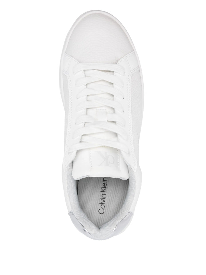 Calvin Klein White & Grey Platform Lace Up Trainers