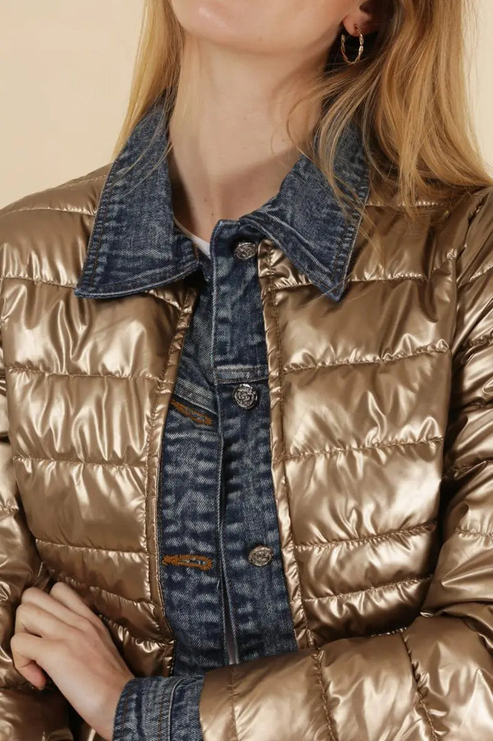 Denim Quilted Jacket, Gold