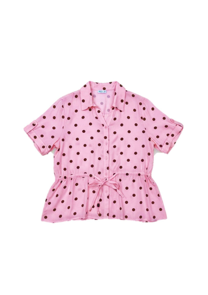 Short-sleeve polka dot print blouse - image 5