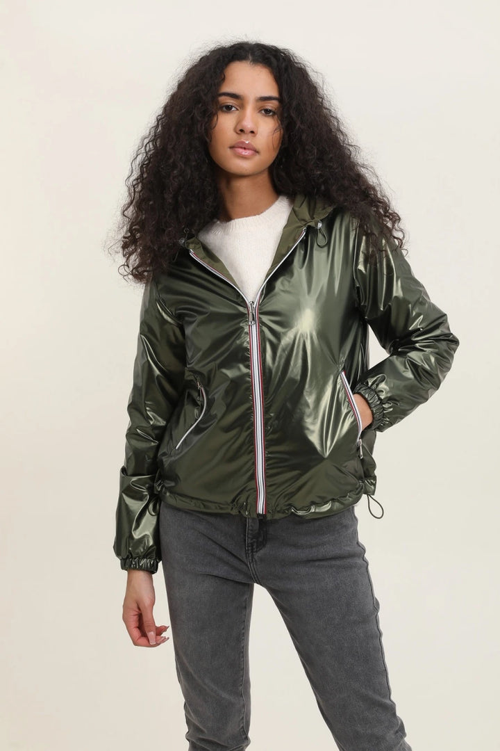 Short Waterproof Reversible Windbreaker