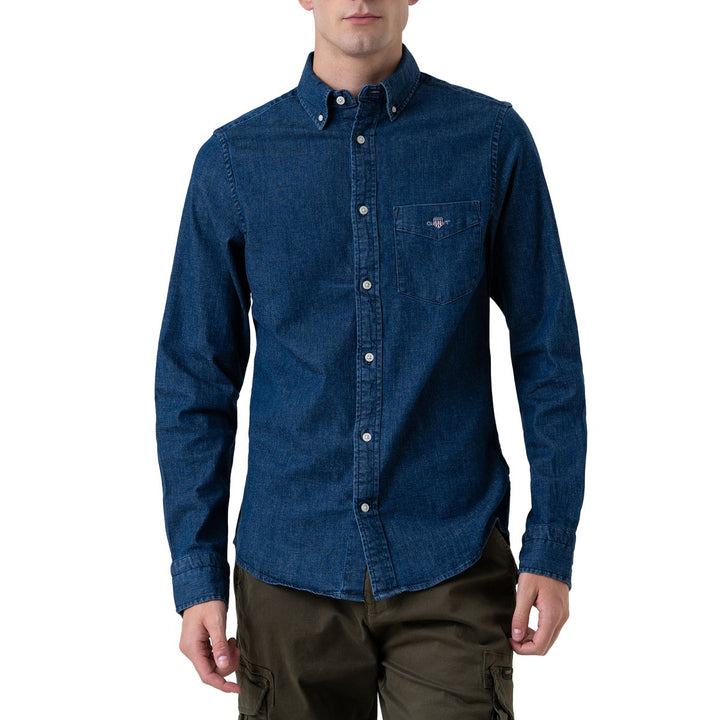 GANT Slim Fit Button Collar Shirt, Navy Blue