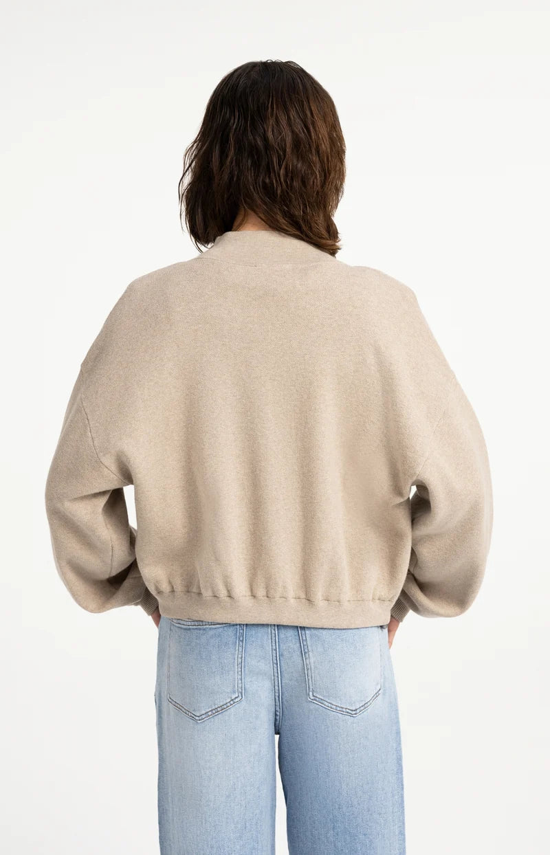 YAYA Jacquard Knitted Cardigan with Zip Closure, Grey
