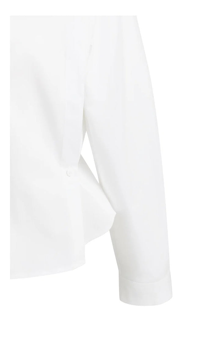 YAYA Poplin Blouse, Adjustable Waist & Long Sleeves, White