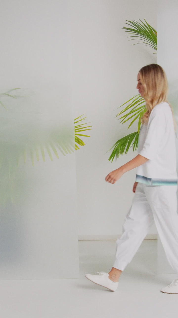 NAYA White & Mint Placement Print Top