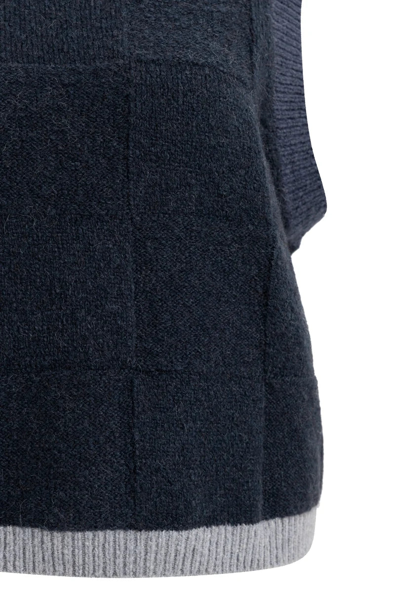 YAYA Soft Knitted Spencer with Contrast Trims, Cat Black Dessin
