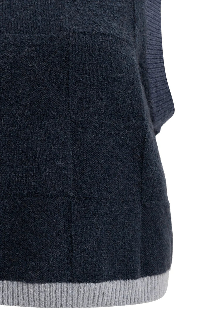 YAYA Soft Knitted Spencer with Contrast Trims, Cat Black Dessin
