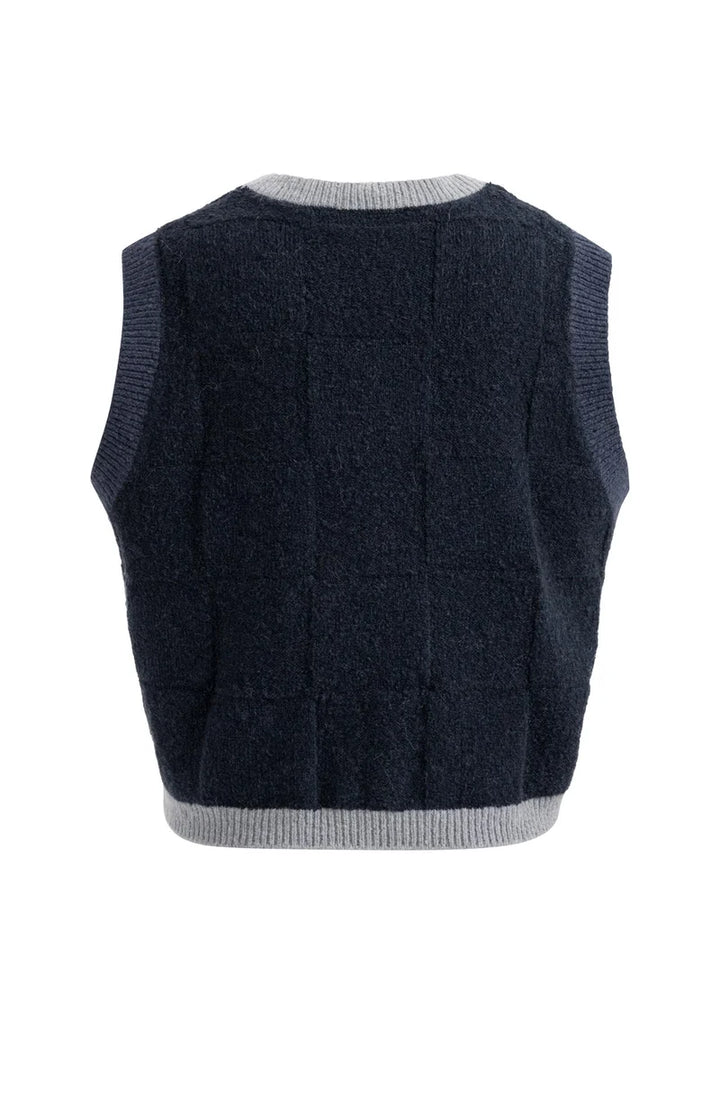 YAYA Soft Knitted Spencer with Contrast Trims, Cat Black Dessin