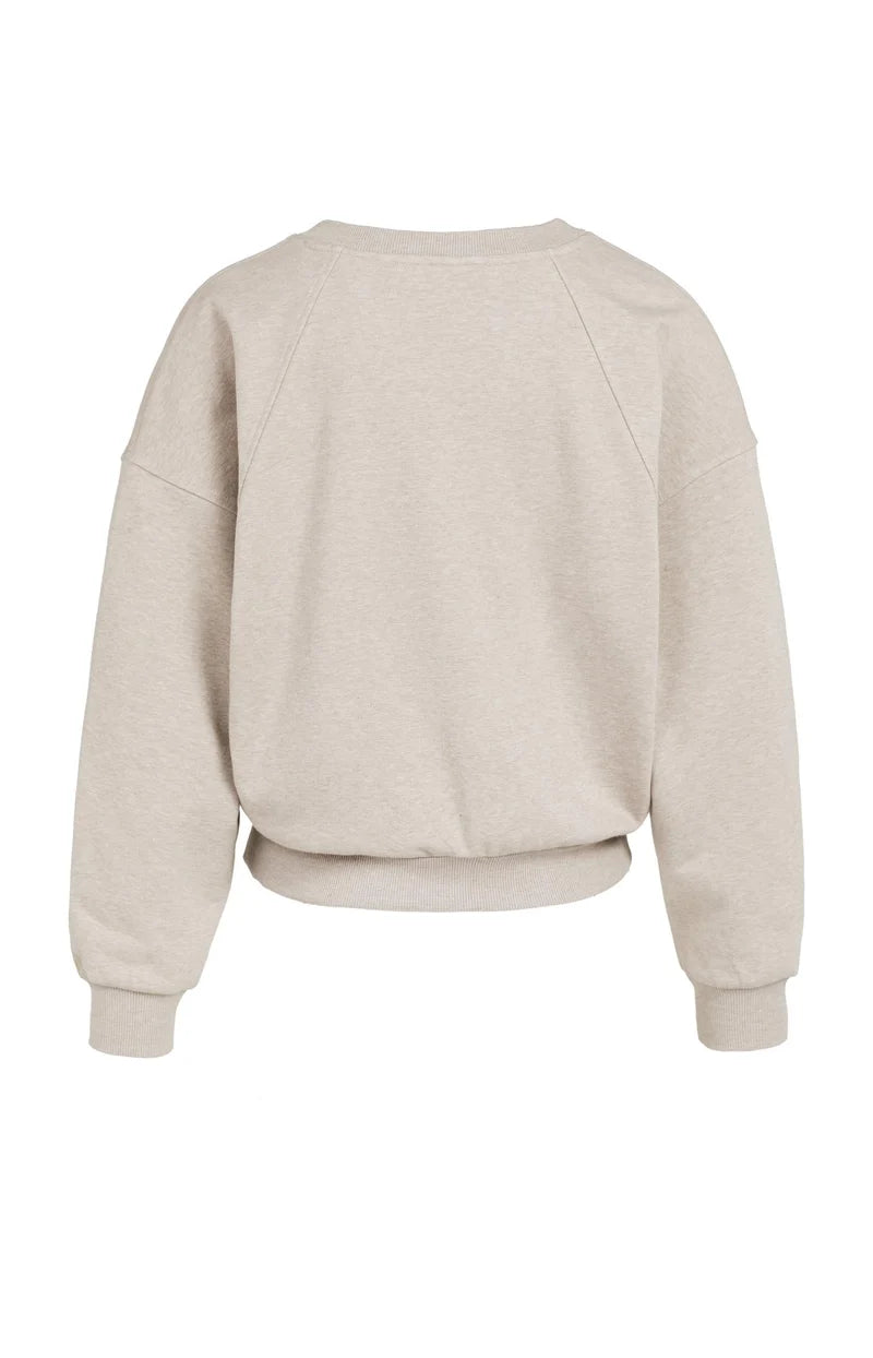 YAYA V-Neck Sweatshirt & Woven Collar, Grey