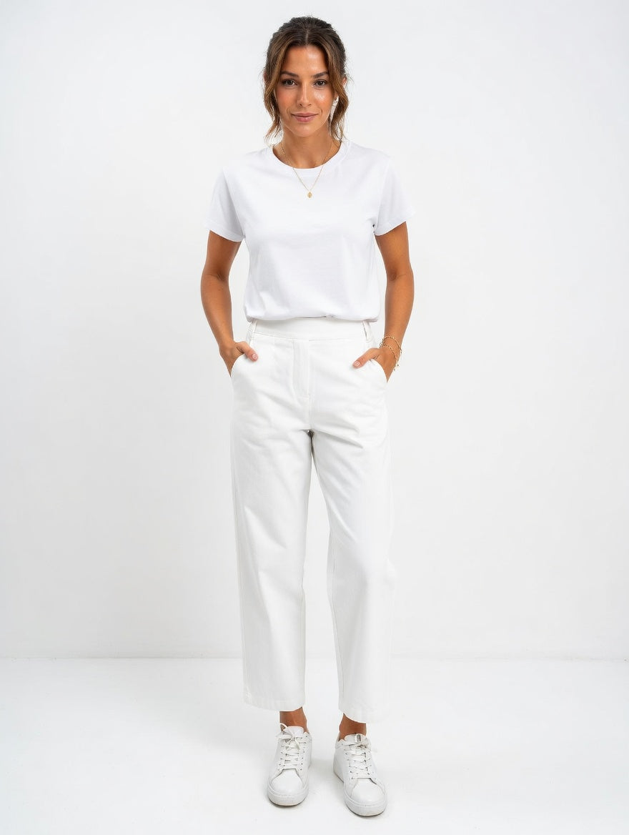 Lightweight Cropped Barrel Travel Trousers